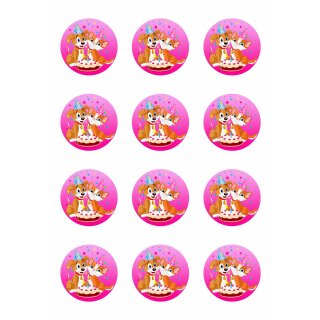 Muffinaufleger Cupcakes Muffins Zuckerpapier Kindergeburtstag Hund & Katze GB01