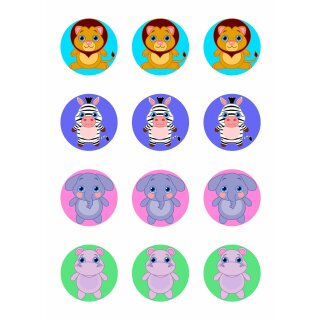 Muffinaufleger Cupcakes Muffins Zuckerpapier Kindergeburtstag wilder Zoo GB02