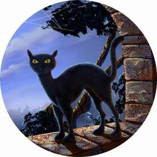 Tortenaufleger Halloween Gruselparty Fototorte schwarze Katze rund 20 cm HW19