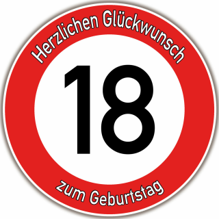 Tortenaufleger Fototorte Tortenbild Warnschild 18. Geburtstag rund 20 cm GB03 (Zuckerpapier)