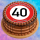 Tortenaufleger Fototorte Tortenbild Warnschild 40. Geburtstag rund 14 cm GB07 (Zuckerpapier)