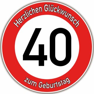 Tortenaufleger Fototorte Tortenbild Warnschild 40. Geburtstag rund 20 cm GB07 (Zuckerpapier)