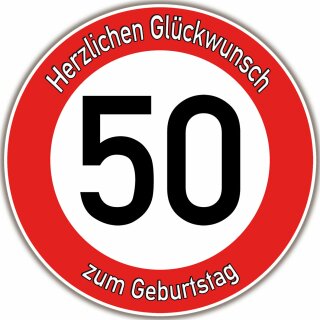 Tortenaufleger Fototorte Tortenbild Warnschild 50. Geburtstag rund 14 cm GB08 (Zuckerpapier)