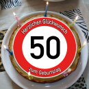 Tortenaufleger Fototorte Tortenbild Warnschild 50....