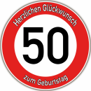 Tortenaufleger Fototorte Tortenbild Warnschild 50. Geburtstag rund 20 cm GB08 (Zuckerpapier)
