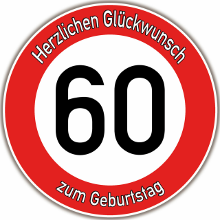 Tortenaufleger Fototorte Tortenbild Warnschild 60. Geburtstag rund 14 cm GB09 (Zuckerpapier)