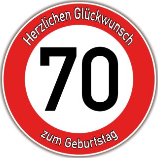 Tortenaufleger Fototorte Tortenbild Warnschild 70. Geburtstag rund 14 cm GB10 (Zuckerpapier)
