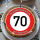 Tortenaufleger Fototorte Tortenbild Warnschild 70. Geburtstag rund 14 cm GB10 (Zuckerpapier)