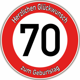 Tortenaufleger Fototorte Tortenbild Warnschild 70. Geburtstag rund 20 cm GB10 (Zuckerpapier)