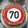 Tortenaufleger Fototorte Tortenbild Warnschild 70. Geburtstag rund 20 cm GB10 (Zuckerpapier)