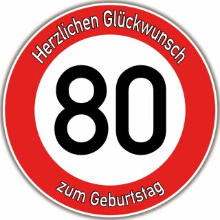 Tortenaufleger Fototorte Tortenbild Warnschild 80. Geburtstag rund 20 cm GB11 (Zuckerpapier)