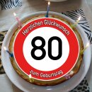 Tortenaufleger Fototorte Tortenbild Warnschild 80....