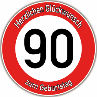 Tortenaufleger Fototorte Tortenbild Warnschild 90. Geburtstag rund 20 cm GB12 (Zuckerpapier)