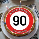 Tortenaufleger Fototorte Tortenbild Warnschild 90....
