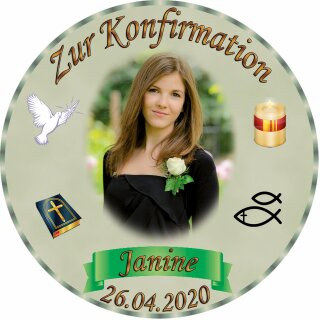 Tortenaufleger Fototorte Tortenbild zur Konfirmation rund 20 cm Durchmesser K1