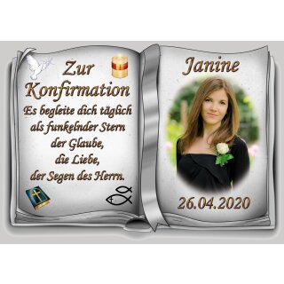 Tortenaufleger Fototorte Tortenbild zur Konfirmation Buchform DIN A4 K34