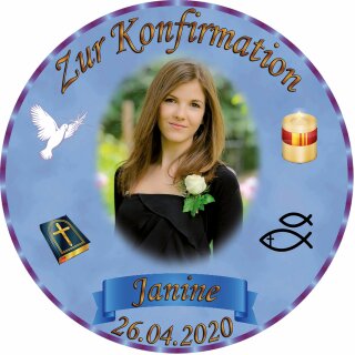Tortenaufleger Fototorte Tortenbild zur Konfirmation rund 14 cm Durchmesser K3