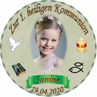 Tortenaufleger Fototorte Tortenbild zur Kommunion rund 20 cm Durchmesser K1