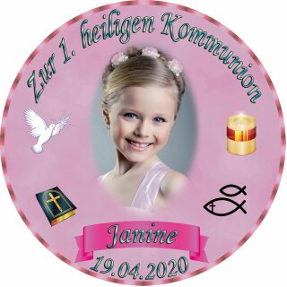 Tortenaufleger Fototorte Tortenbild zur Kommunion rund 20 cm Durchmesser K2