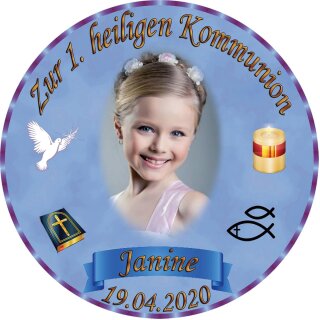 Tortenaufleger Fototorte Tortenbild zur Kommunion rund 20 cm Durchmesser K3