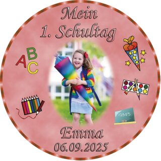 Tortenaufleger Fototorte Tortenbild Schulanfang Einschulung 1. Schultag Rund 14 cm Durchmesser SE01