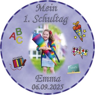Tortenaufleger Fototorte Tortenbild Schulanfang Einschulung 1. Schultag Rund 14 cm Durchmesser SE02