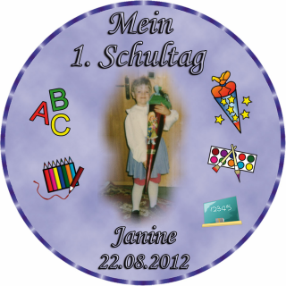 Tortenaufleger Fototorte Tortenbild Schulanfang Einschulung 1. Schultag Rund 14 cm Durchmesser SE02