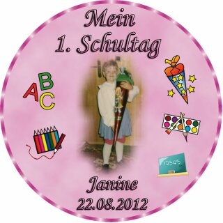 Tortenaufleger Fototorte Tortenbild Schulanfang Einschulung 1. Schultag Rund 14 cm Durchmesser SE03