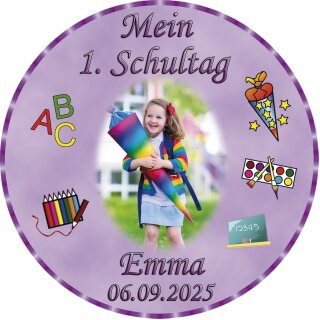 Tortenaufleger Fototorte Tortenbild Schulanfang Einschulung 1. Schultag Rund 14 cm Durchmesser SE05