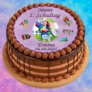 Tortenaufleger Fototorte Tortenbild Schulanfang Einschulung 1. Schultag Rund 14 cm Durchmesser SE05