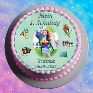 Zuckerschrift Schwarz Tortenaufleger Tortenbild Motiv: Zur Einschulung Mit WunschfotoDeintor Tortenaufleger Geburtstag - Foto 3