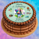 Tortenaufleger Fototorte Tortenbild Schulanfang Einschulung 1. Schultag Rund 14 cm Durchmesser SE08