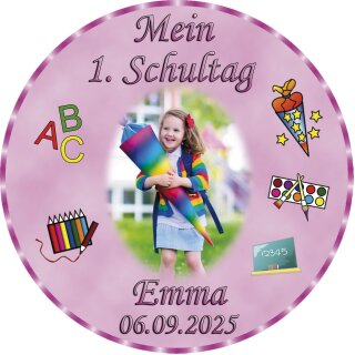 Tortenaufleger Fototorte Tortenbild Schulanfang Einschulung 1. Schultag Rund 20 cm Durchmesser SE03