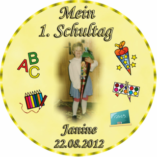 Tortenaufleger Fototorte Tortenbild Schulanfang Einschulung 1. Schultag Rund 20 cm Durchmesser SE06