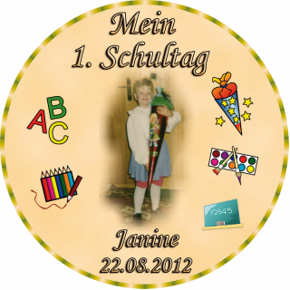 Tortenaufleger Fototorte Tortenbild Schulanfang Einschulung 1. Schultag Rund 20 cm Durchmesser SE07