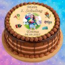 Tortenaufleger Fototorte Tortenbild Schulanfang Einschulung 1. Schultag Rund 20 cm Durchmesser SE07