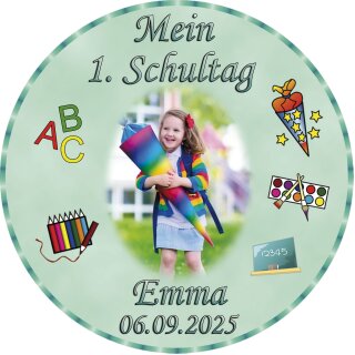 Tortenaufleger Fototorte Tortenbild Schulanfang Einschulung 1. Schultag Rund 20 cm Durchmesser SE08