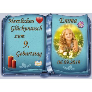 Tortenaufleger Fototorte Tortenbild zum Geburtstag Buchform DIN A5 G26 (Zuckerpapier)