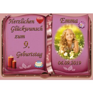 Tortenaufleger Fototorte Tortenbild zum Geburtstag Buchform DIN A5 G28 (Zuckerpapier)