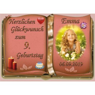 Tortenaufleger Fototorte Tortenbild zum Geburtstag Buchform DIN A4 G27 (Zuckerpapier)