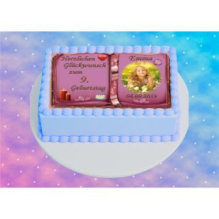 Tortenaufleger Fototorte Tortenbild zum Geburtstag Buchform DIN A4 G28 (Zuckerpapier)
