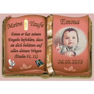 Tortenaufleger Fototorte Tortenbild Zuckerpapier Taufe Buchform DIN A5 T27