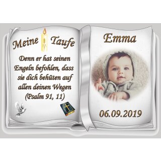 Tortenaufleger Fototorte Tortenbild Zuckerpapier Taufe Buchform DIN A5 T29