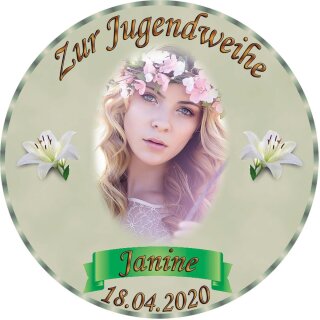 Tortenaufleger Fototorte Tortenbild zur Jugendweihe rund 14 cm Durchmesser JW1
