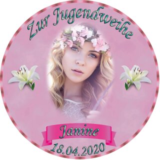 Tortenaufleger Fototorte Tortenbild zur Jugendweihe rund 14 cm Durchmesser JW2