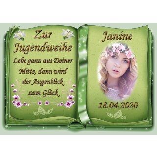 Tortenaufleger Fototorte Tortenbild zur Jugendweihe Buchform DIN A5 JW30