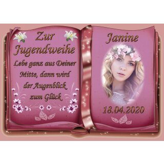 Tortenaufleger Fototorte Tortenbild zur Jugendweihe Buchform DIN A5 JW33