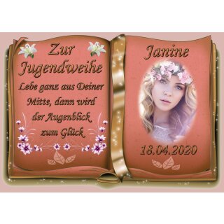 Tortenaufleger Fototorte Tortenbild zur Jugendweihe Buchform DIN A4 JW32