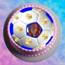 Tortenaufleger Tortendeko Fototorte Tortenbild Geburtstag Party Fußball 3D-Effekt mit Foto & Vereinslogo Vereinswappen Rund 20 cm Ø FB05 Blau