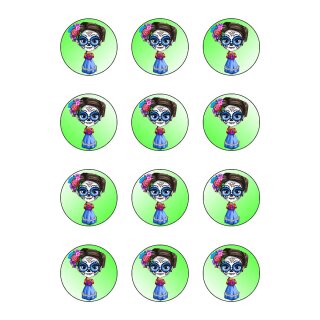 Muffinaufleger Cupcakes Muffins Halloween Zuckerpapier Dia de los Muertos (Tag der Toten) HW28